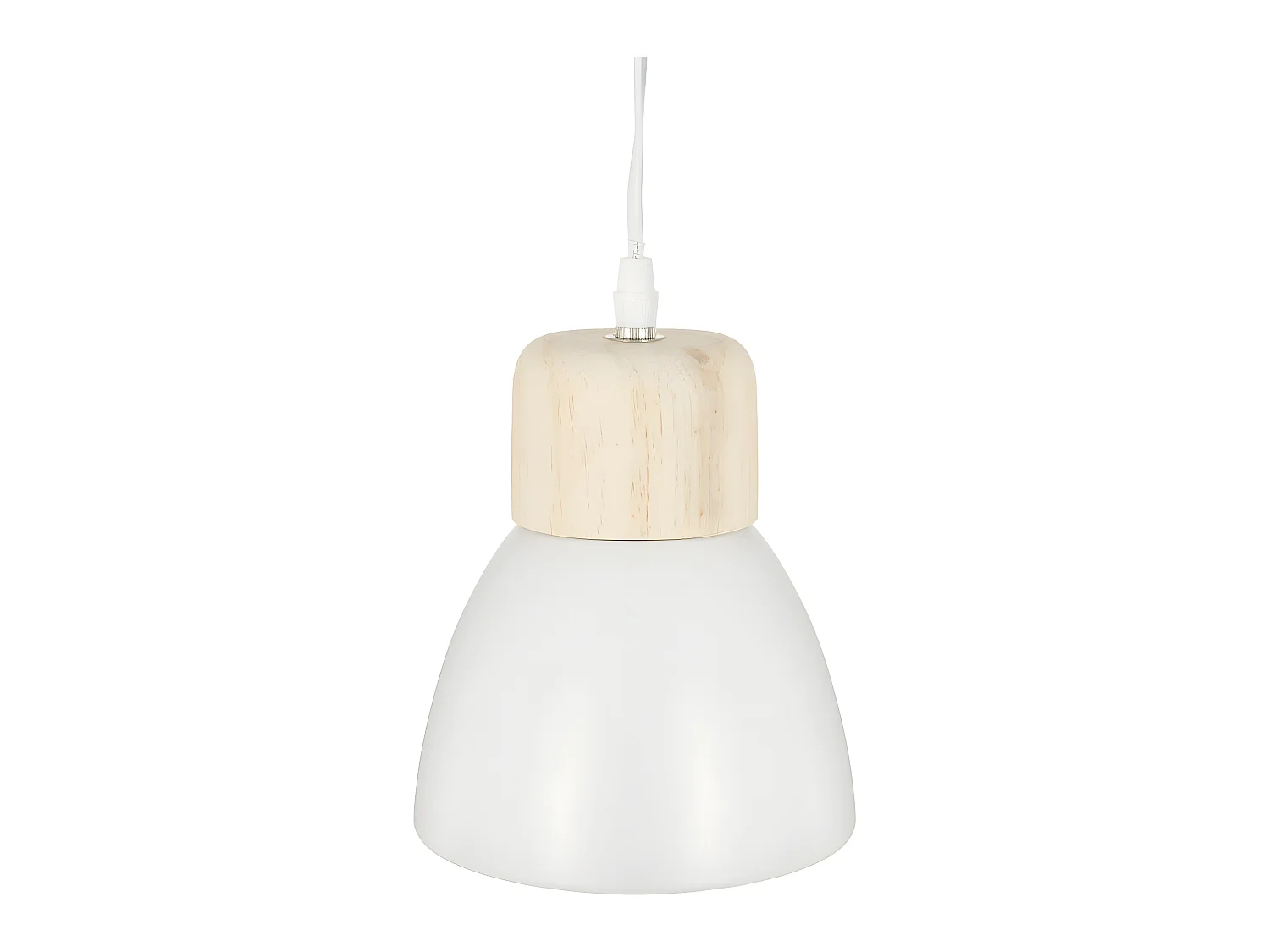 Luminaire Suspension en Bois et Métal Blanc D 15 cm