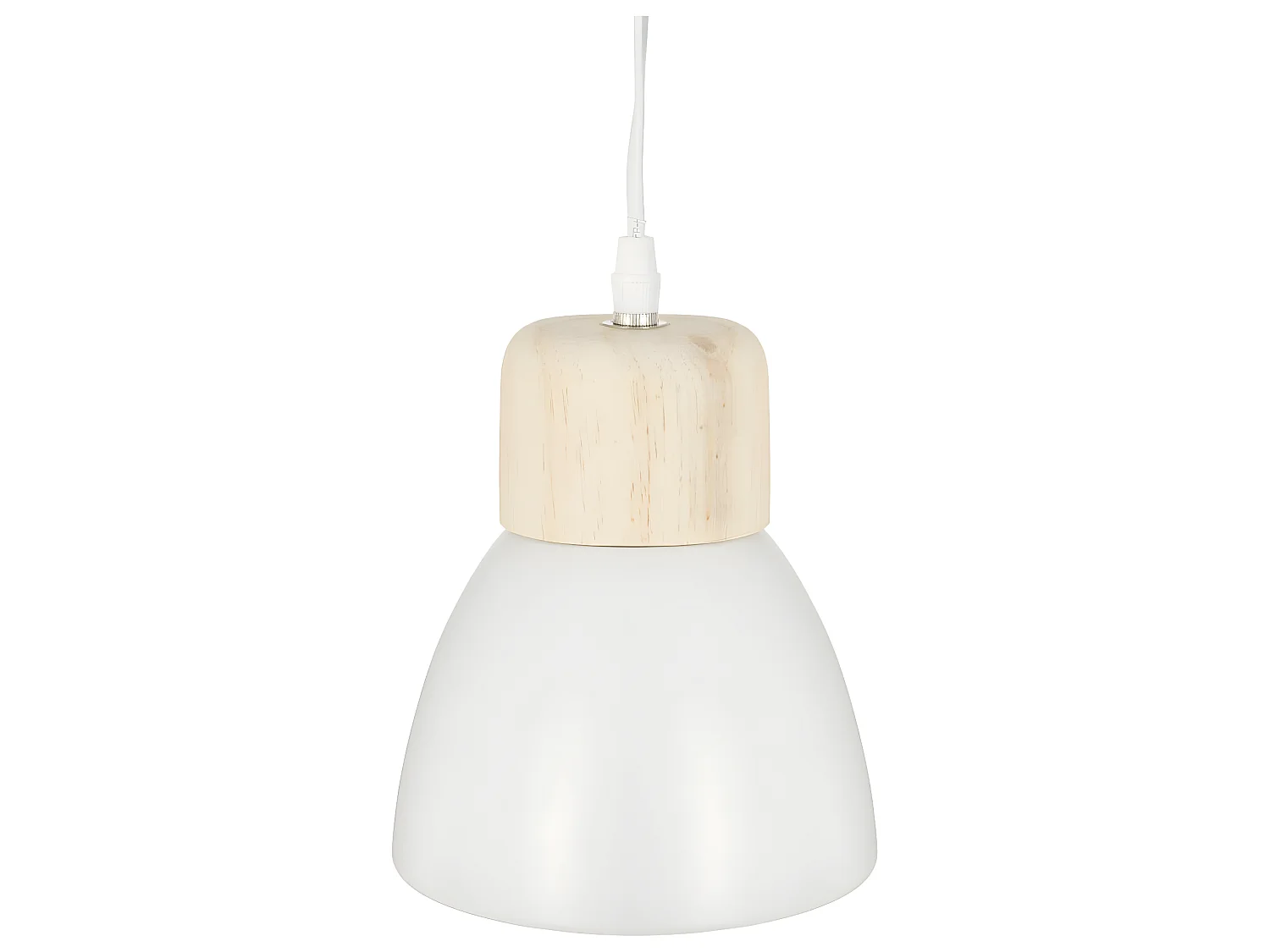Luminaire Suspension en Bois et Métal Blanc D 15 cm