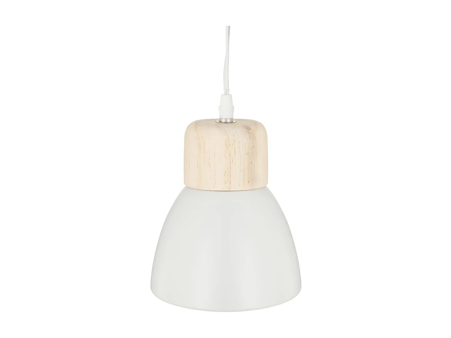 Luminaire Suspension en Bois et Métal Blanc D 15 cm