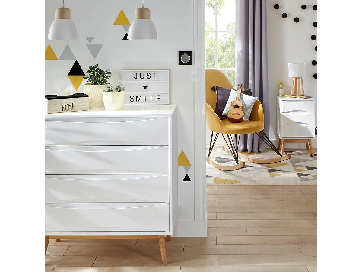 Luminaire Suspension en Bois et Métal Blanc D 15 cm