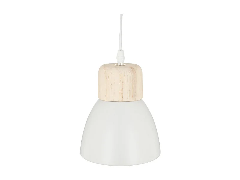Luminaire Suspension en Bois et Métal Blanc D 15 cm