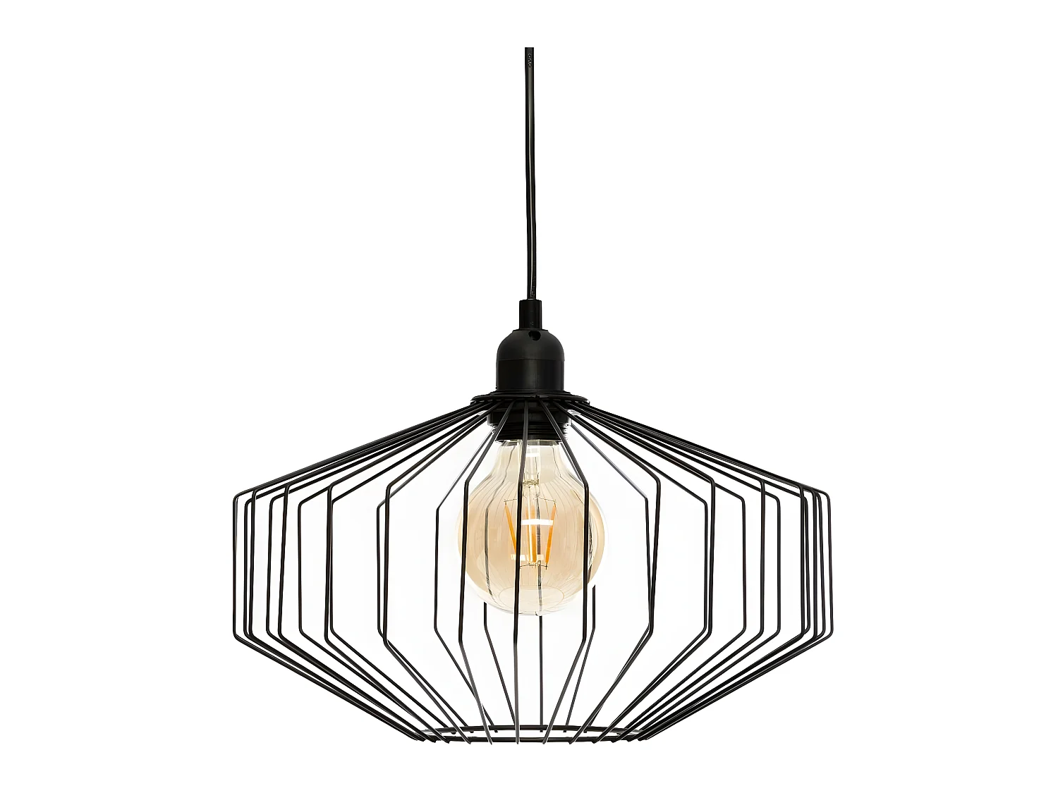 Luminaire Suspension en Métal filaire Noir D 30.5 cm