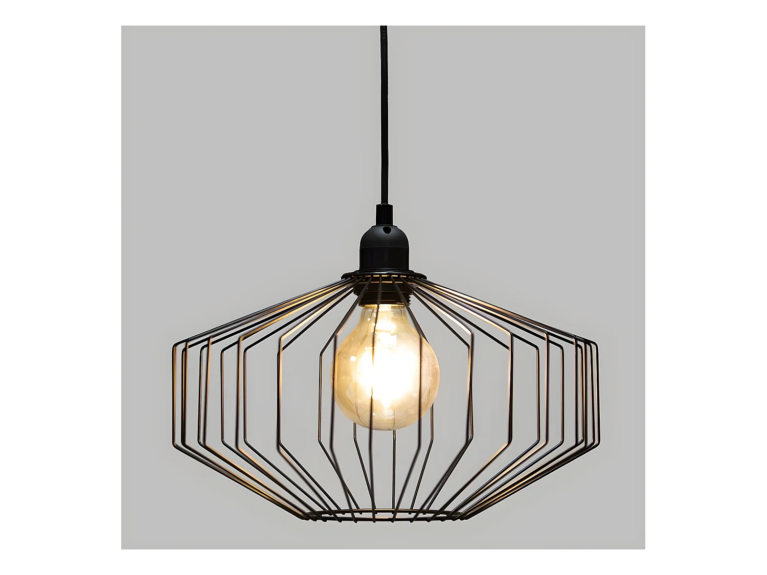 Luminaire Suspension en Métal filaire Noir D 30.5 cm