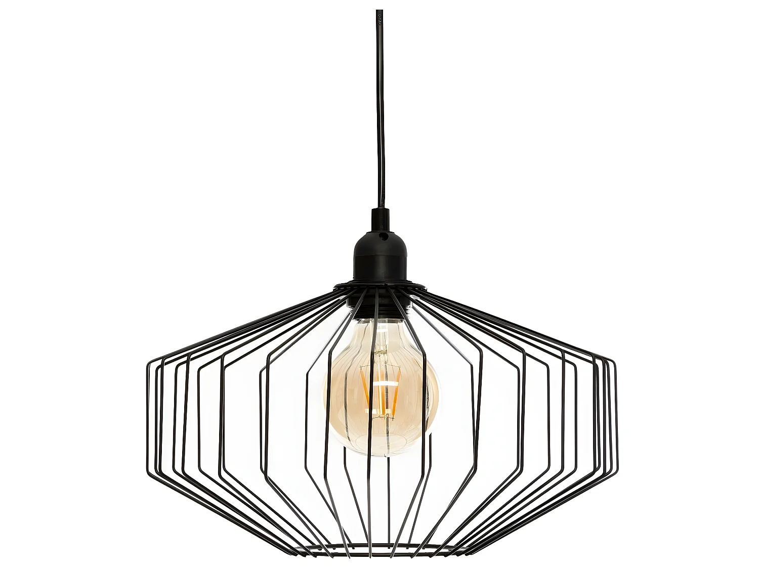 Luminaire Suspension en Métal filaire Noir D 30.5 cm