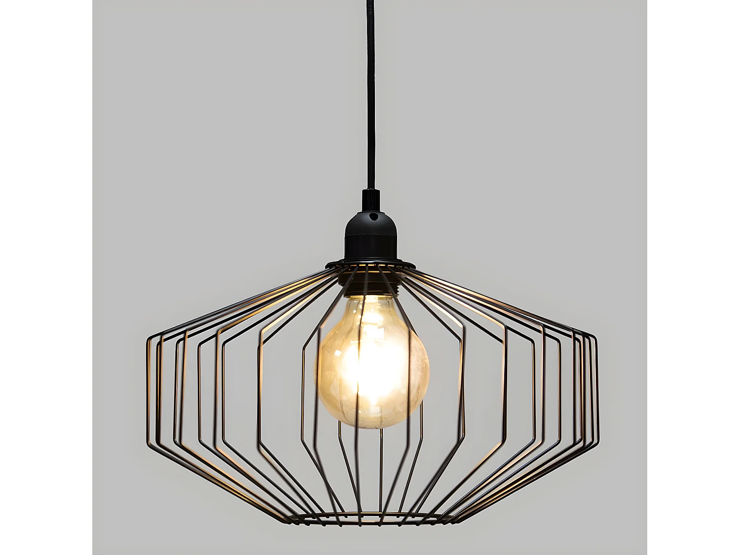 Luminaire Suspension en Métal filaire Noir D 30.5 cm