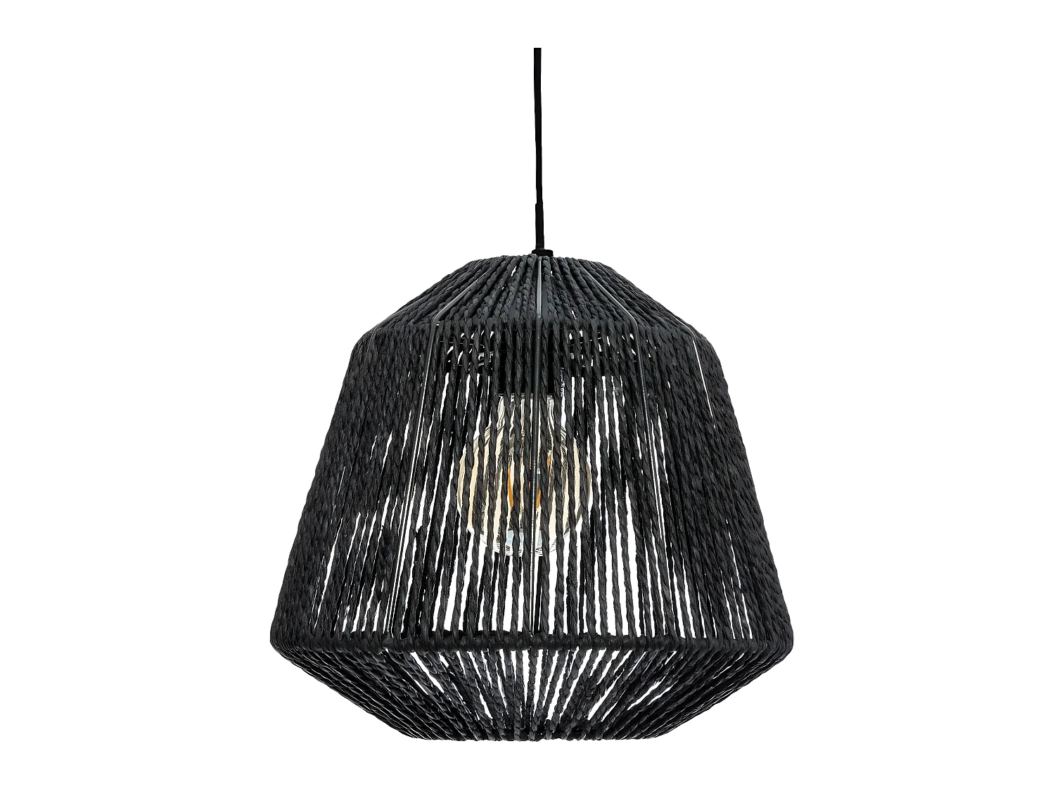 Luminaire Suspension Corde D 29 cm Noir
