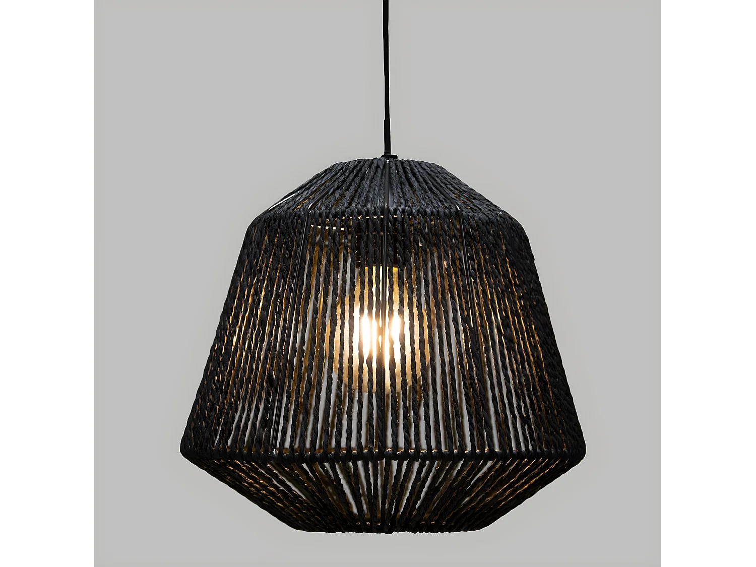 Luminaire Suspension Corde D 29 cm Noir