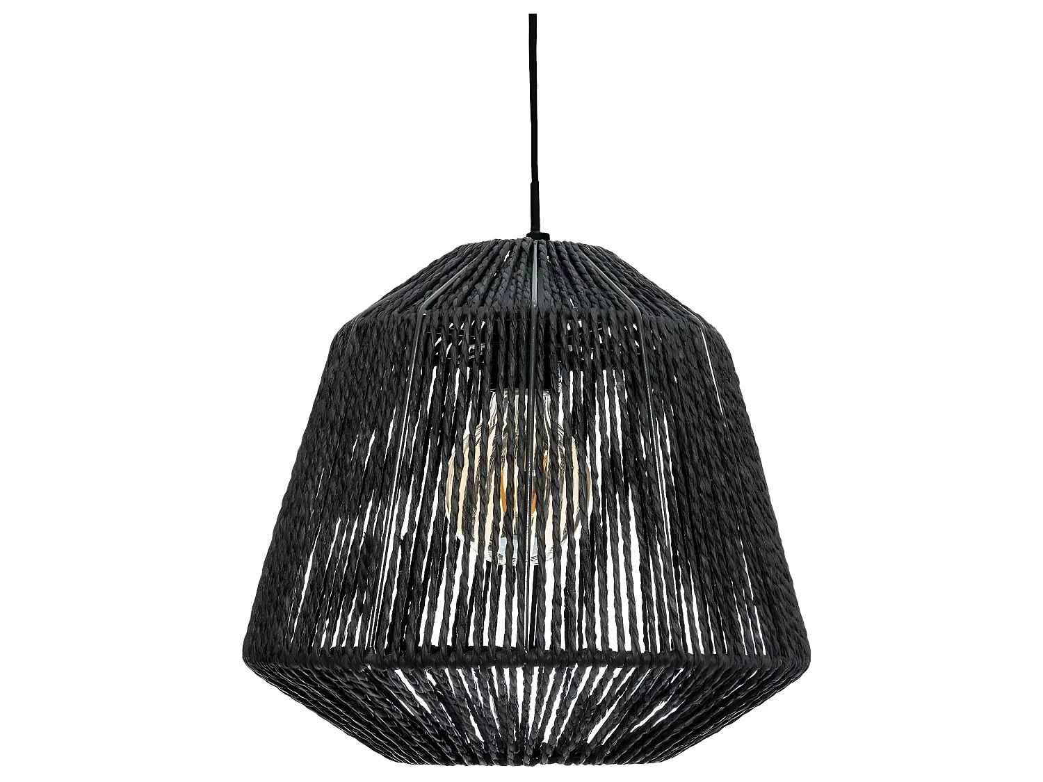 Luminaire Suspension Corde D 29 cm Noir