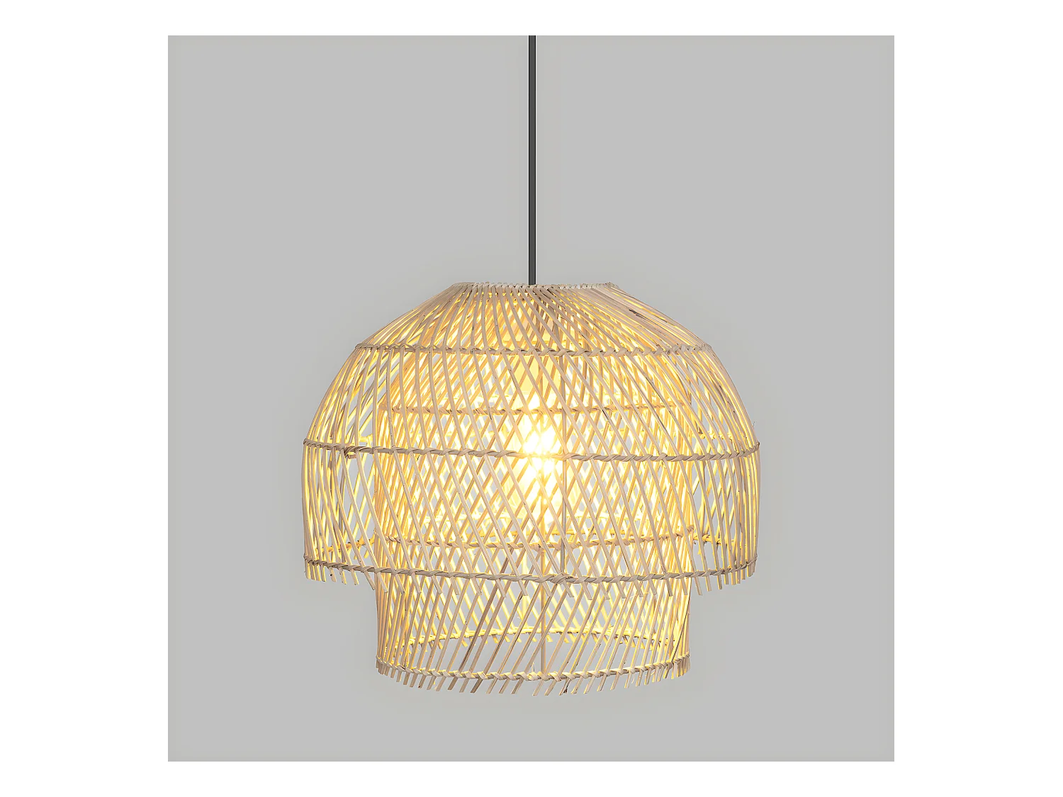 Luminaire Suspension en Rotin et Métal D 38 cm