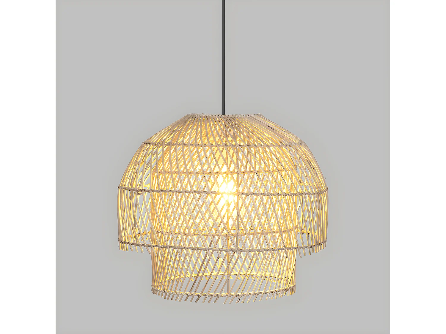 Luminaire Suspension en Rotin et Métal D 38 cm