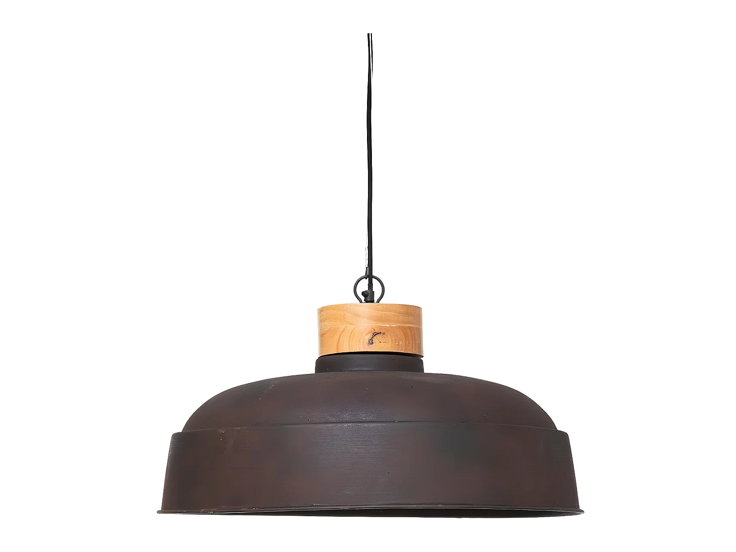Luminaire Suspension en Métal aspect vieilli et Bois de Manguier D 57 cm