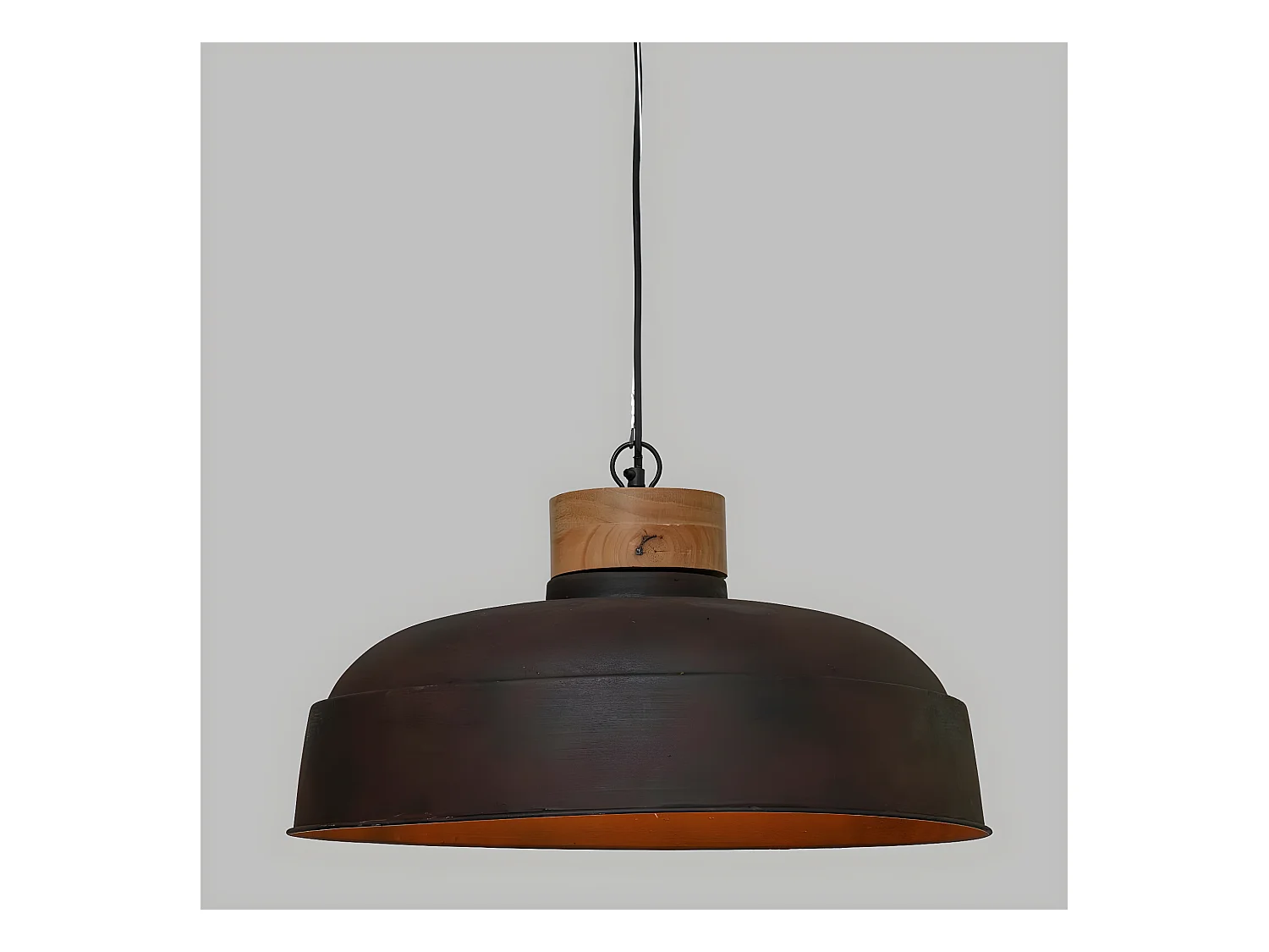 Luminaire Suspension en Métal aspect vieilli et Bois de Manguier D 57 cm