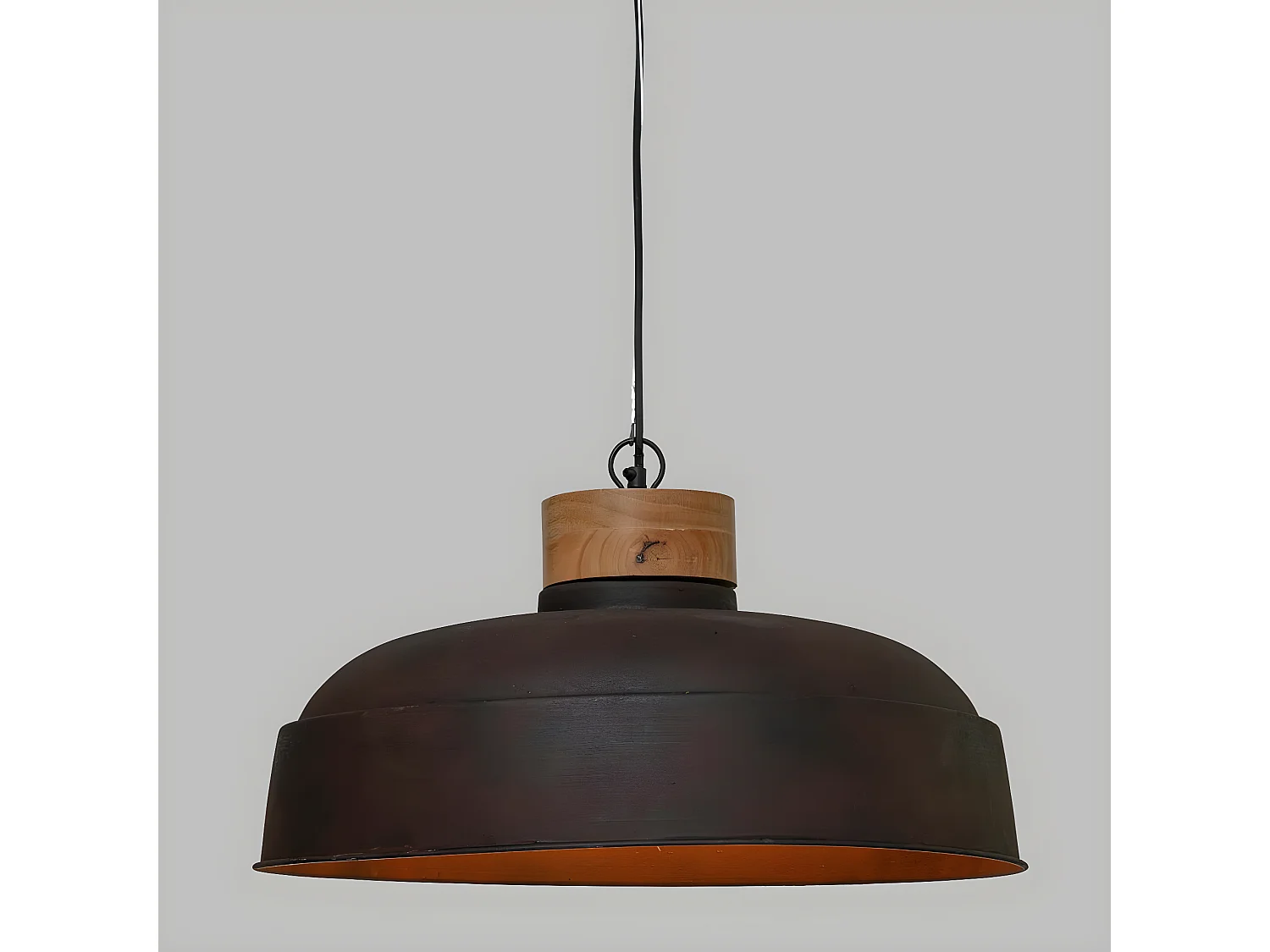 Luminaire Suspension en Métal aspect vieilli et Bois de Manguier D 57 cm