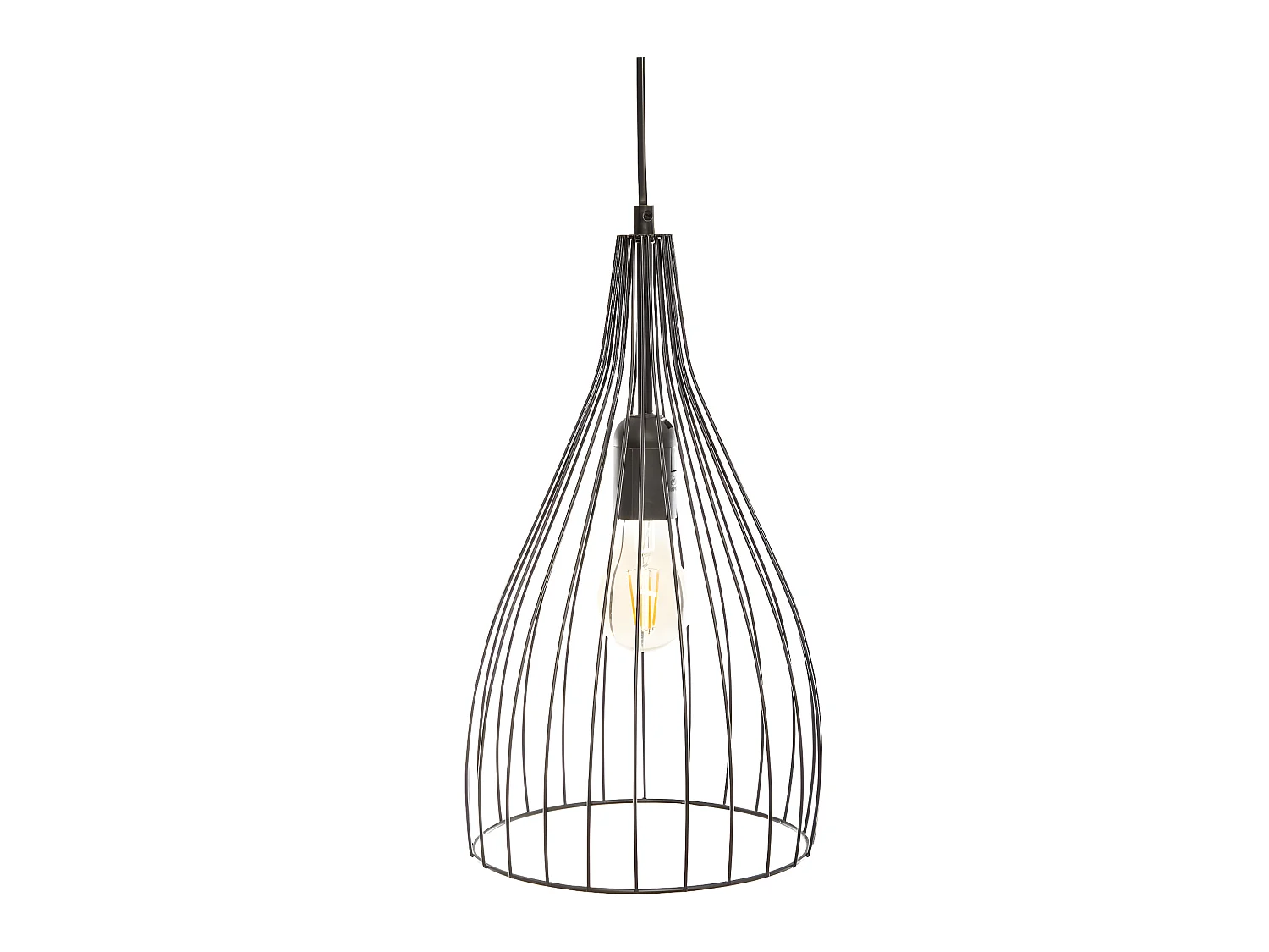 Luminaire Suspension en Métal filaire Noir D 19.5 cm