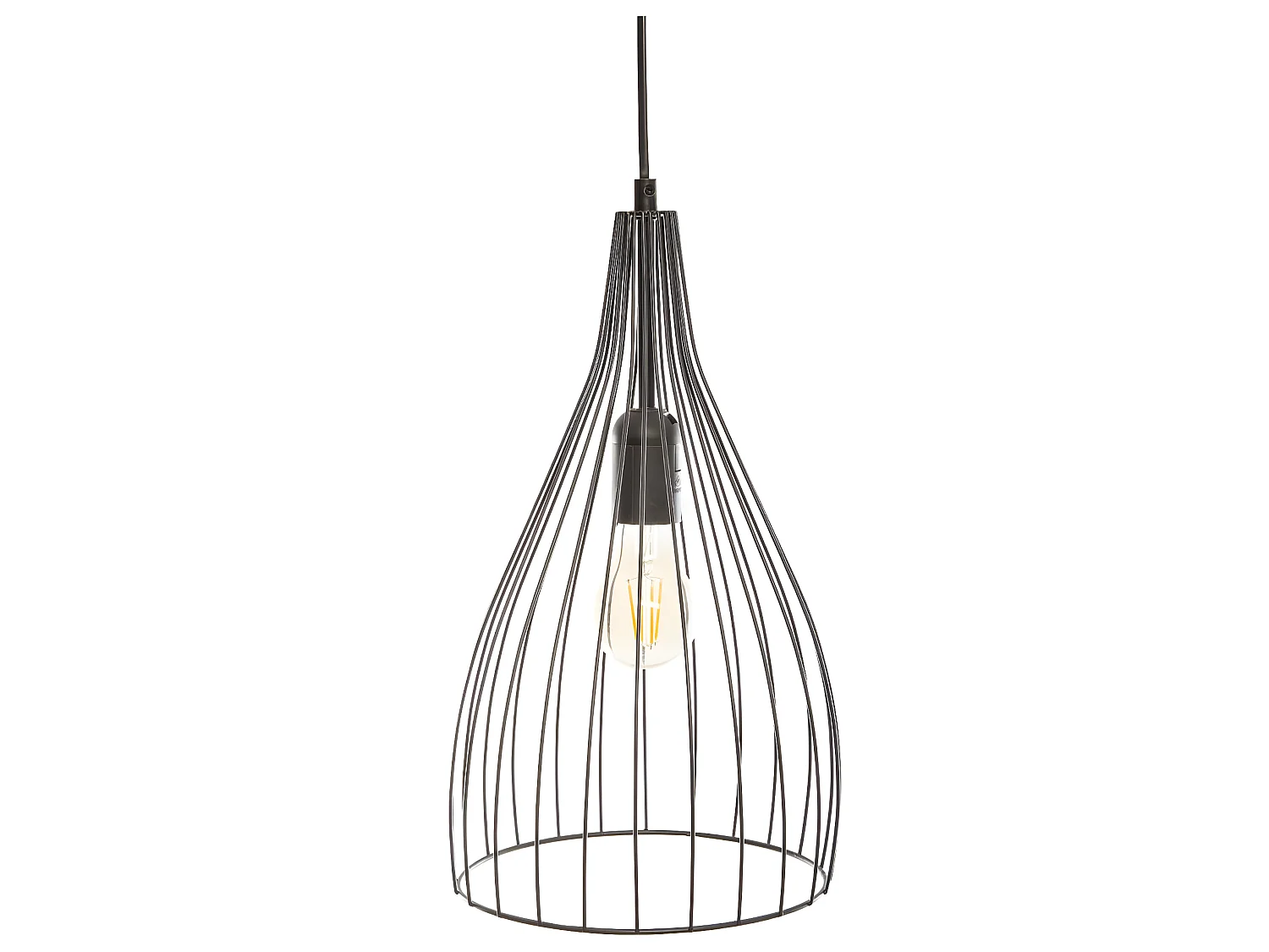 Luminaire Suspension en Métal filaire Noir D 19.5 cm