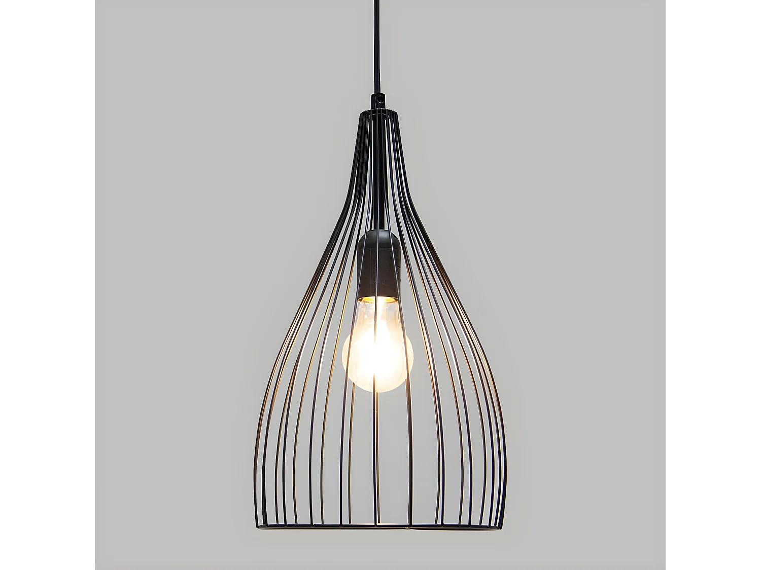 Luminaire Suspension en Métal filaire Noir D 19.5 cm