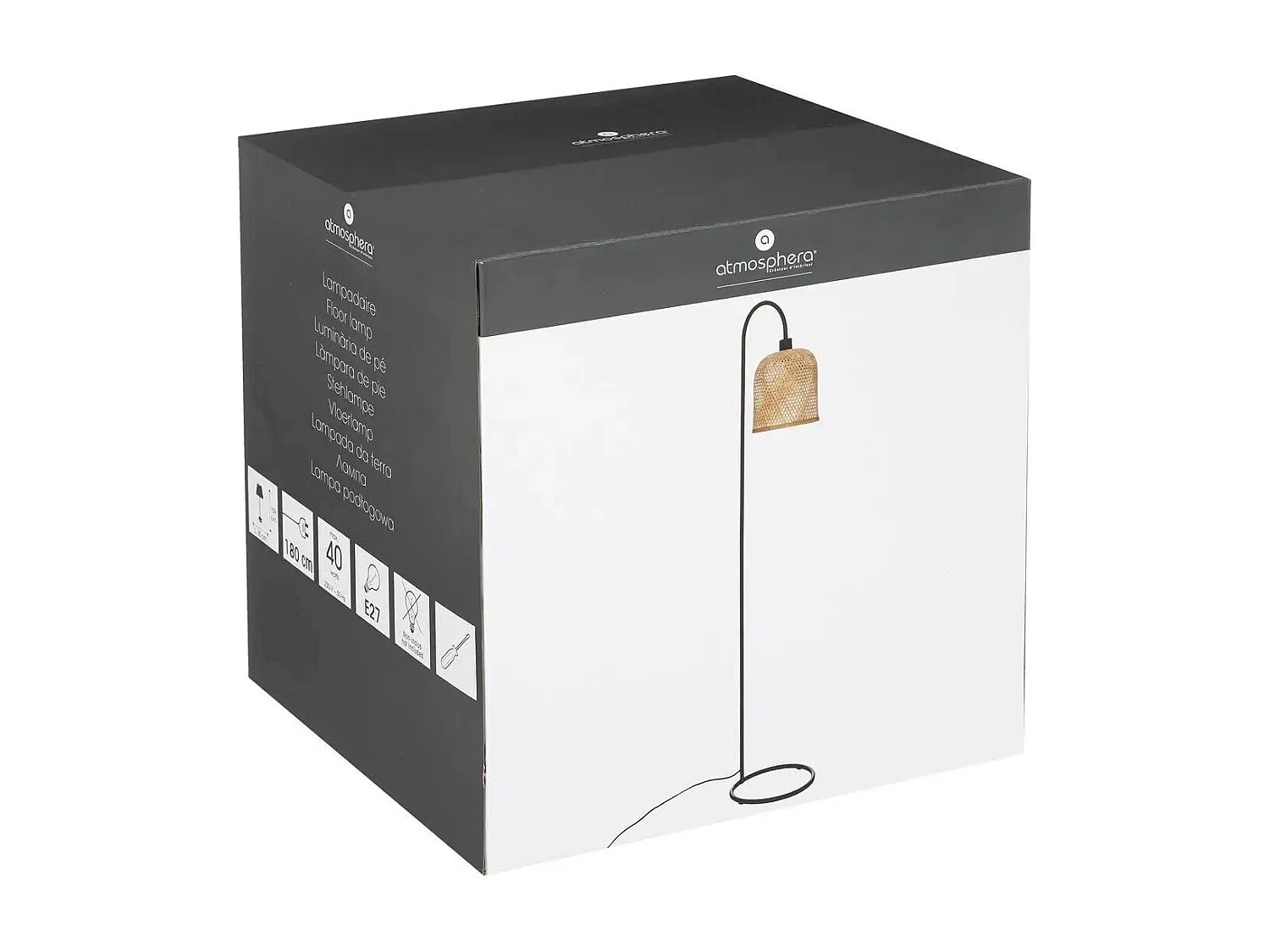 Lampadaire en Bambou et Métal H 159 cm