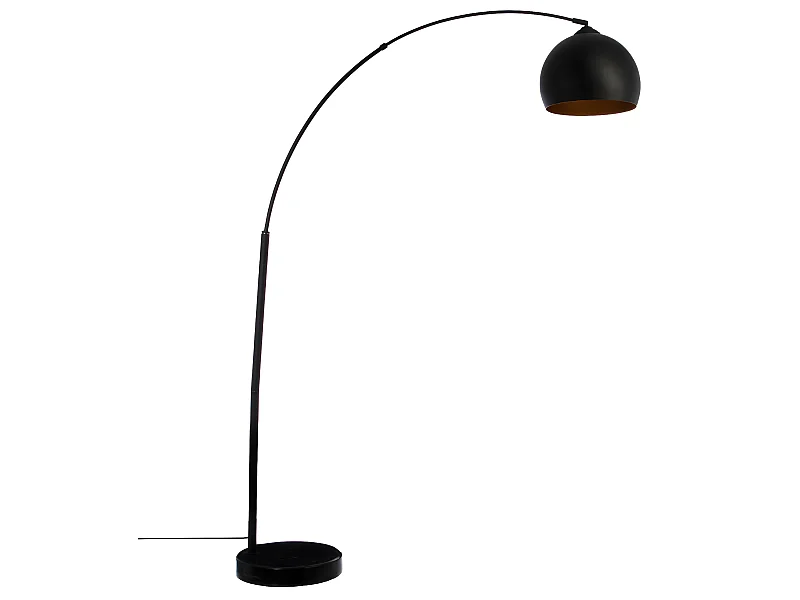 Lampadaire en Métal Noir Abat-Jour intérieur doré-cuivré  H 175 cm