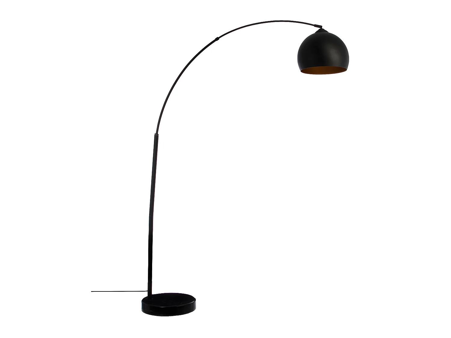 Lampadaire en Métal Noir Abat-Jour intérieur doré-cuivré  H 175 cm