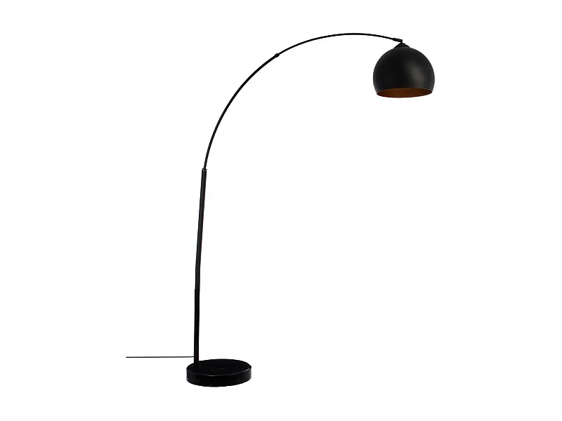 Lampadaire en Métal Noir Abat-Jour intérieur doré-cuivré  H 175 cm