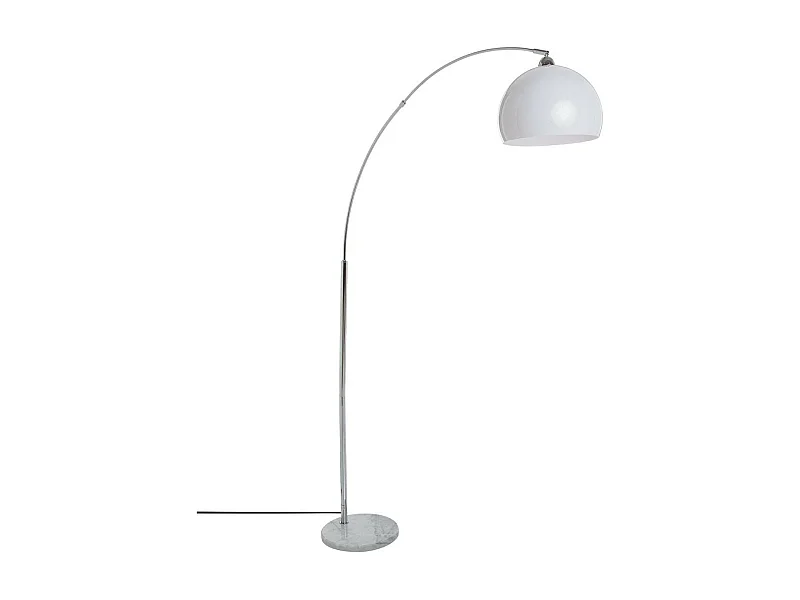 Lampadaire en Métal Blanc et Acier Chromé H 185 cm