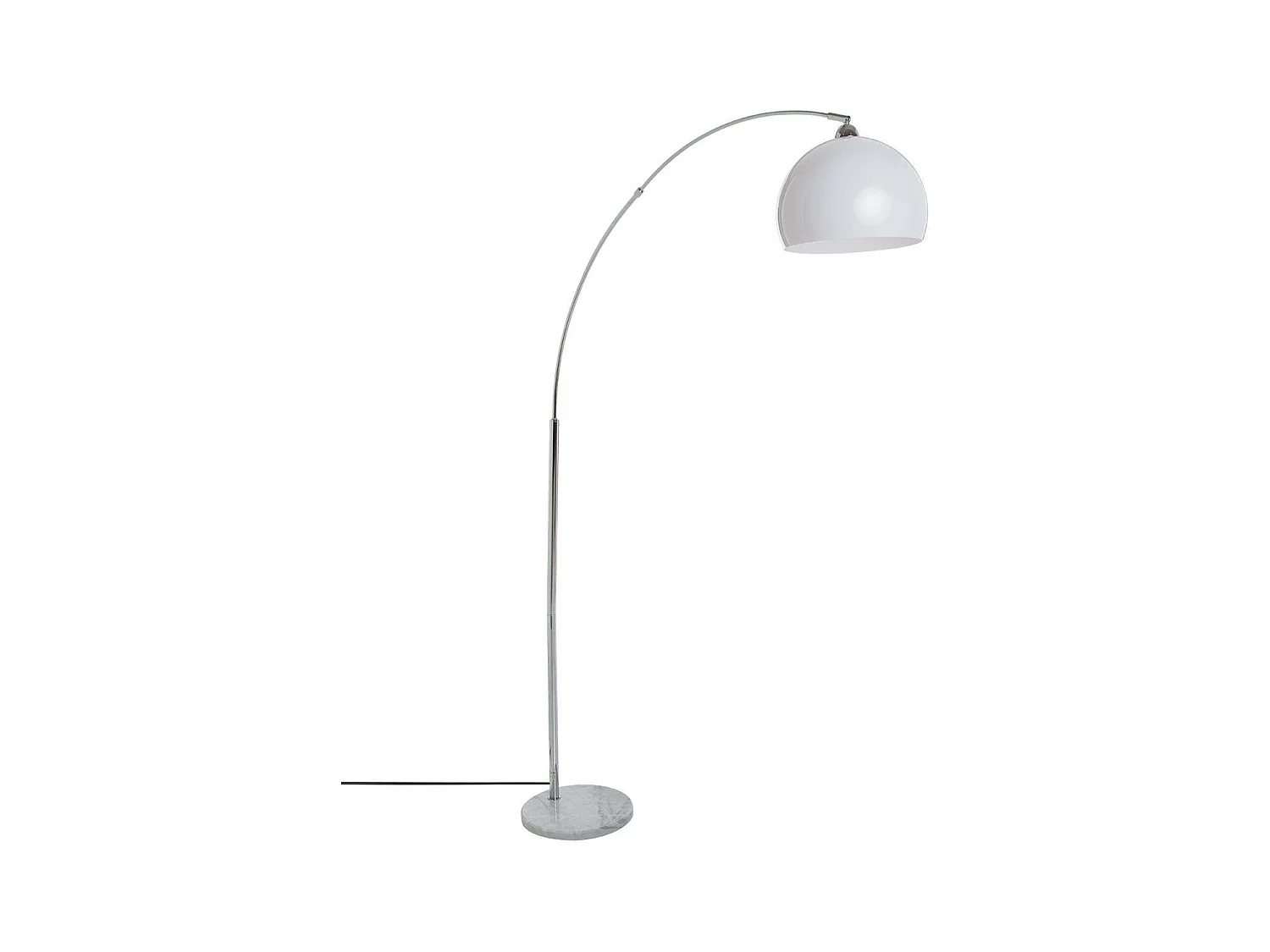 Lampadaire en Métal Blanc et Acier Chromé H 185 cm