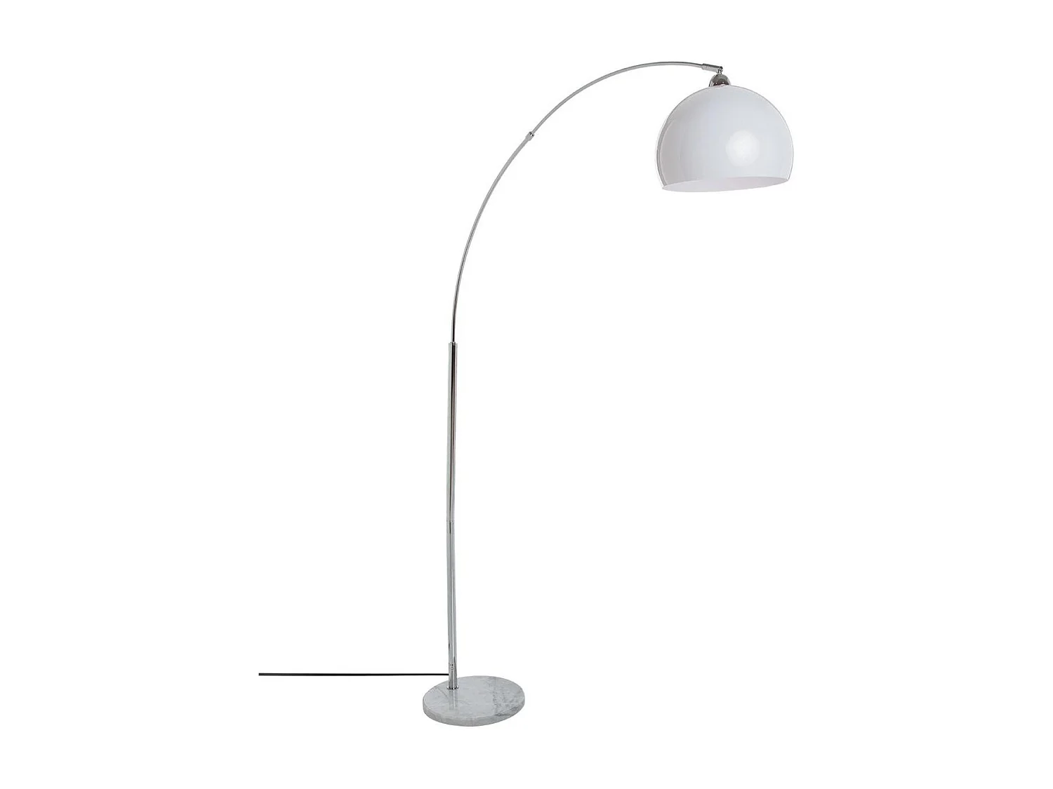 Lampadaire en Métal Blanc et Acier Chromé H 185 cm
