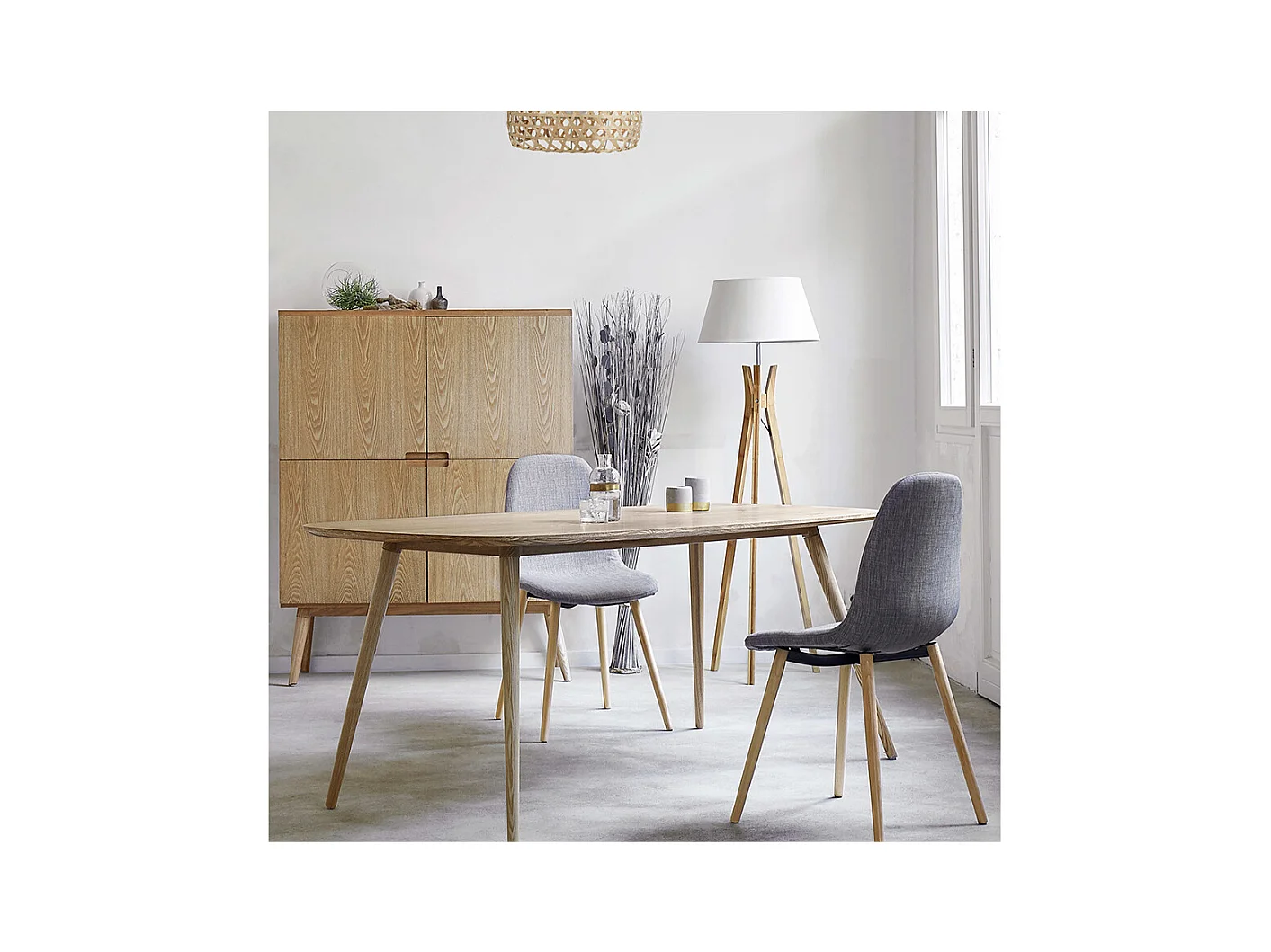 Lampadaire Trépied en Bambou H 156 cm