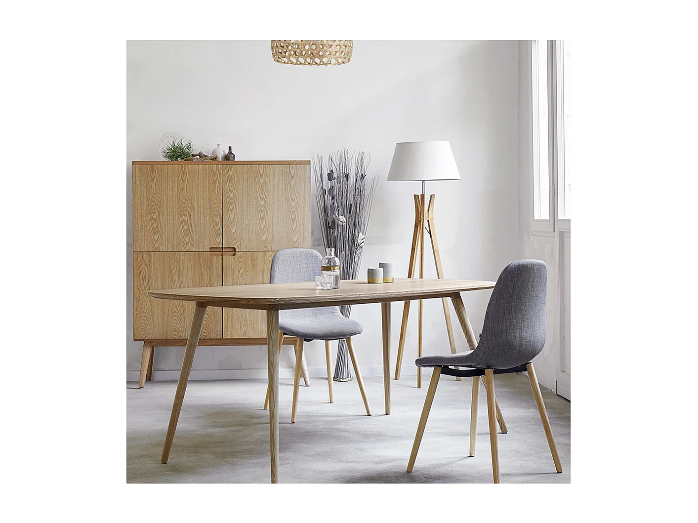 Lampadaire Trépied en Bambou H 156 cm