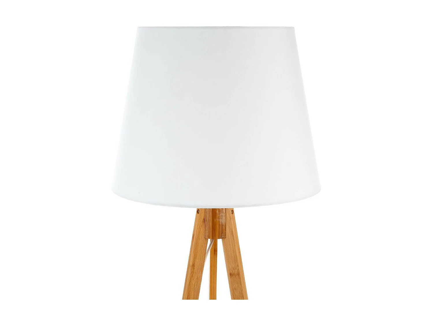 Lampadaire Trépied en Bambou et Abat-jour Blanc H 160 cm