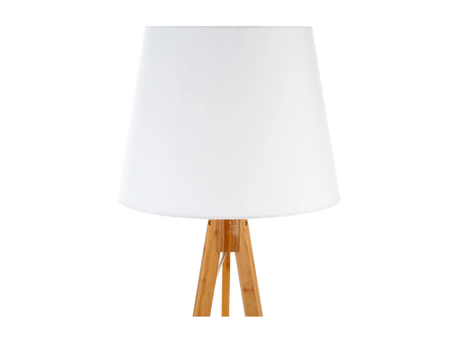 Lampadaire Trépied en Bambou et Abat-jour Blanc H 160 cm