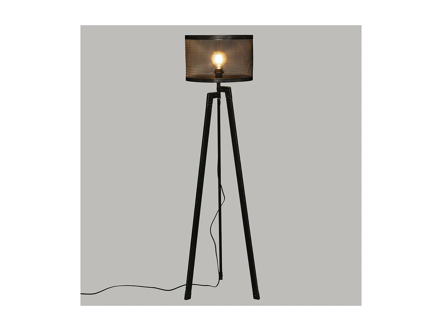 Lampadaire Trépied en Métal Noir industriel design Vintage H 140 cm