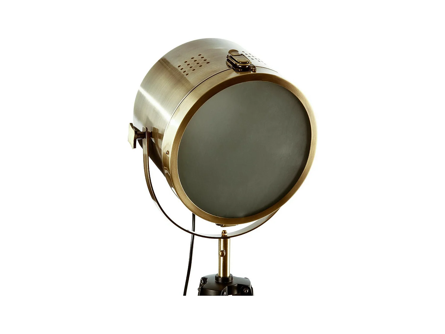 Lampadaire projecteur en Métal et Bois aspect vieilli H 150 cm