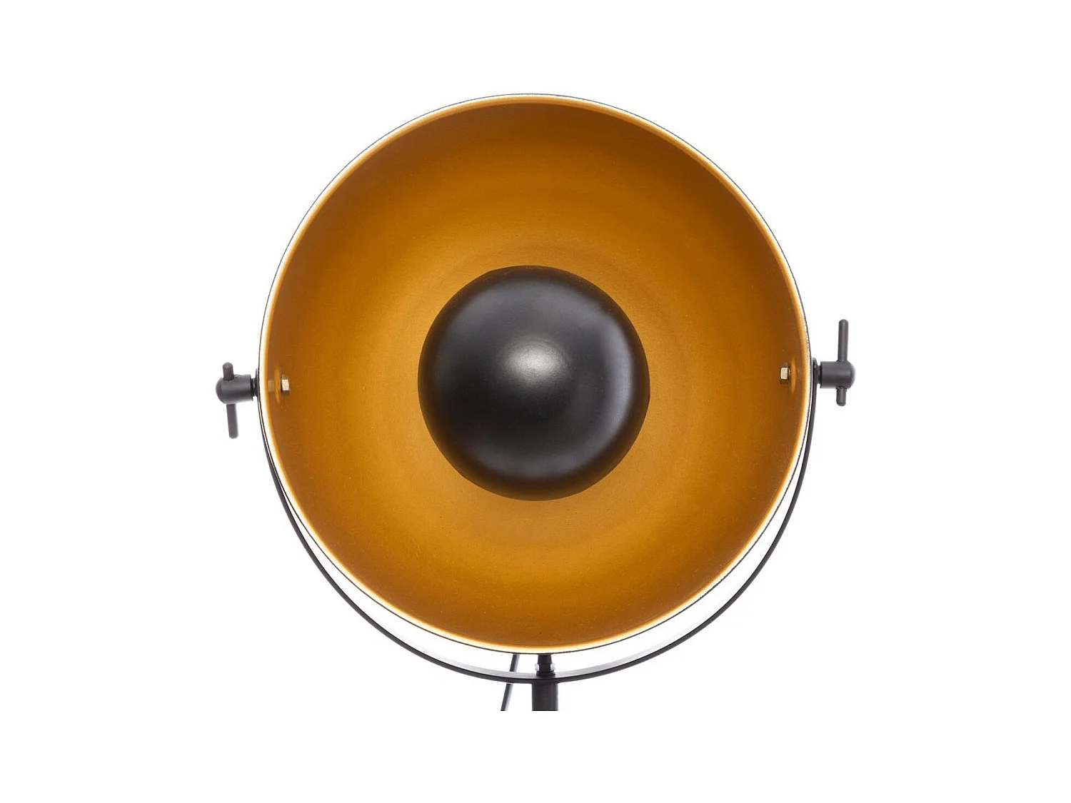 Lampadaire Trépied en Bois et Métal Noir et Doré H 162 cm