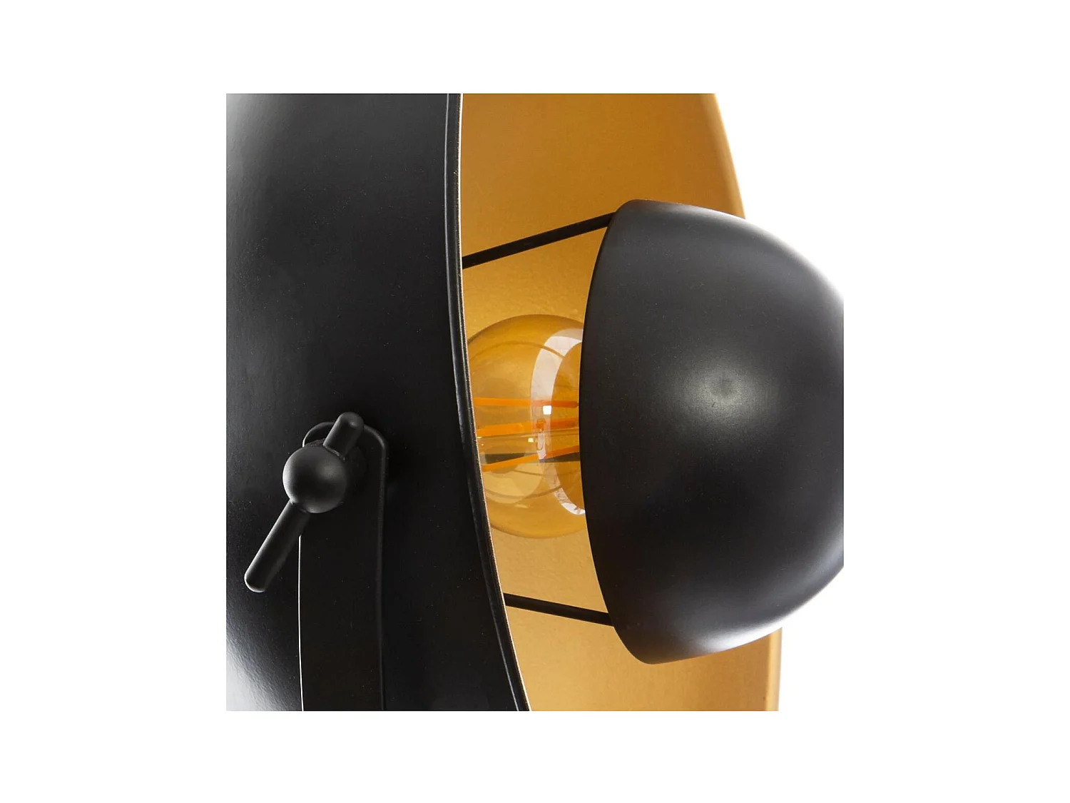 Lampadaire Trépied en Bois et Métal Noir et Doré H 162 cm