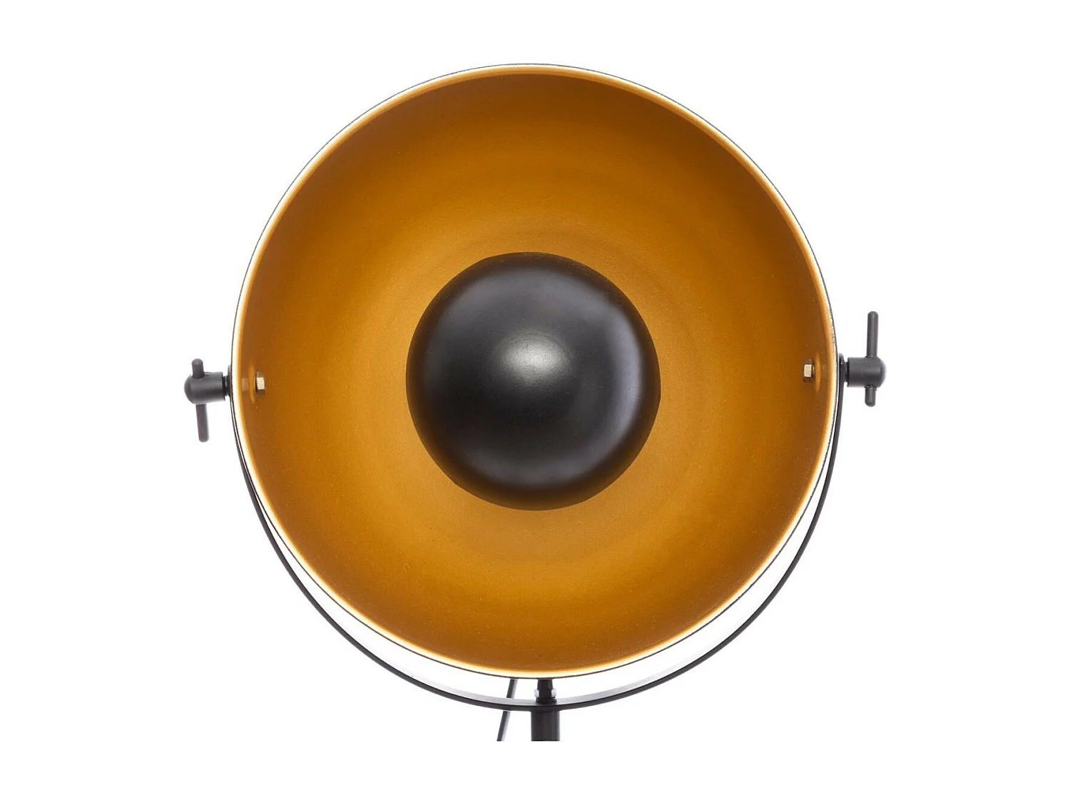 Lampadaire Trépied en Bois et Métal Noir et Doré H 162 cm