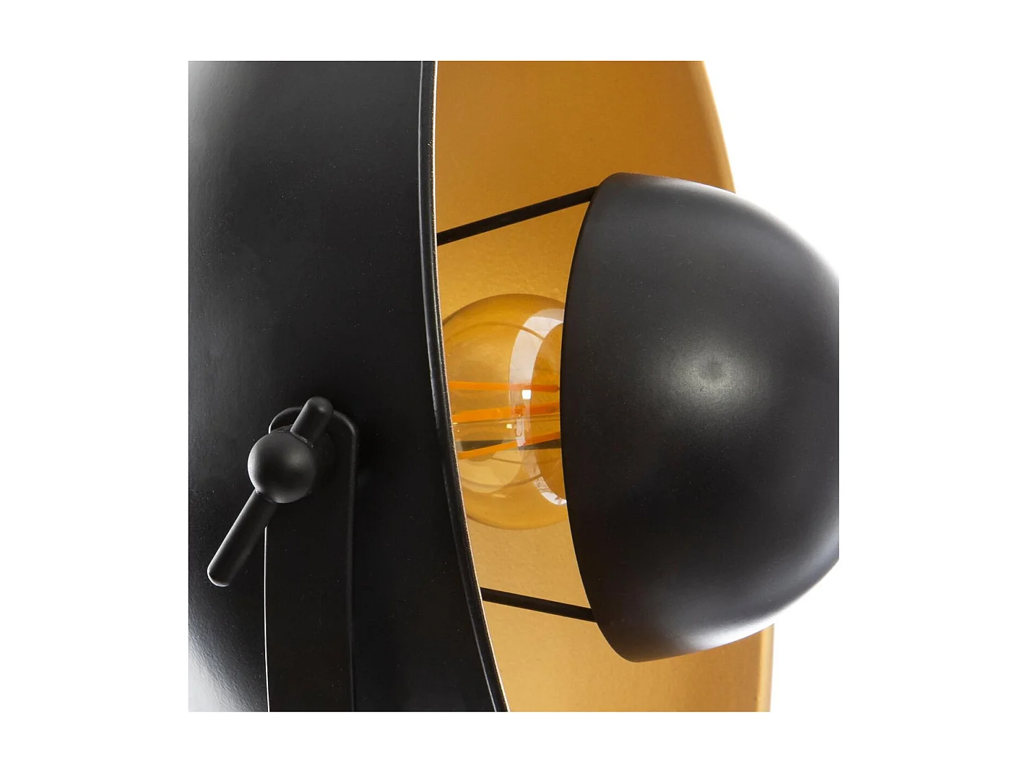 Lampadaire Trépied en Bois et Métal Noir et Doré H 162 cm