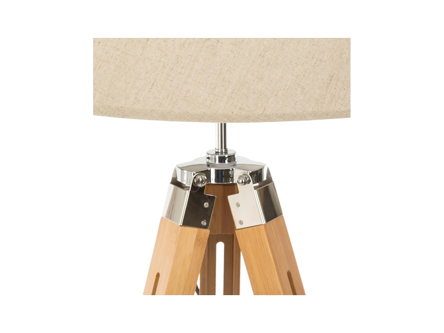 Lampadaire Trépied en Bambou et Abat-jour Ivoire H 145 cm