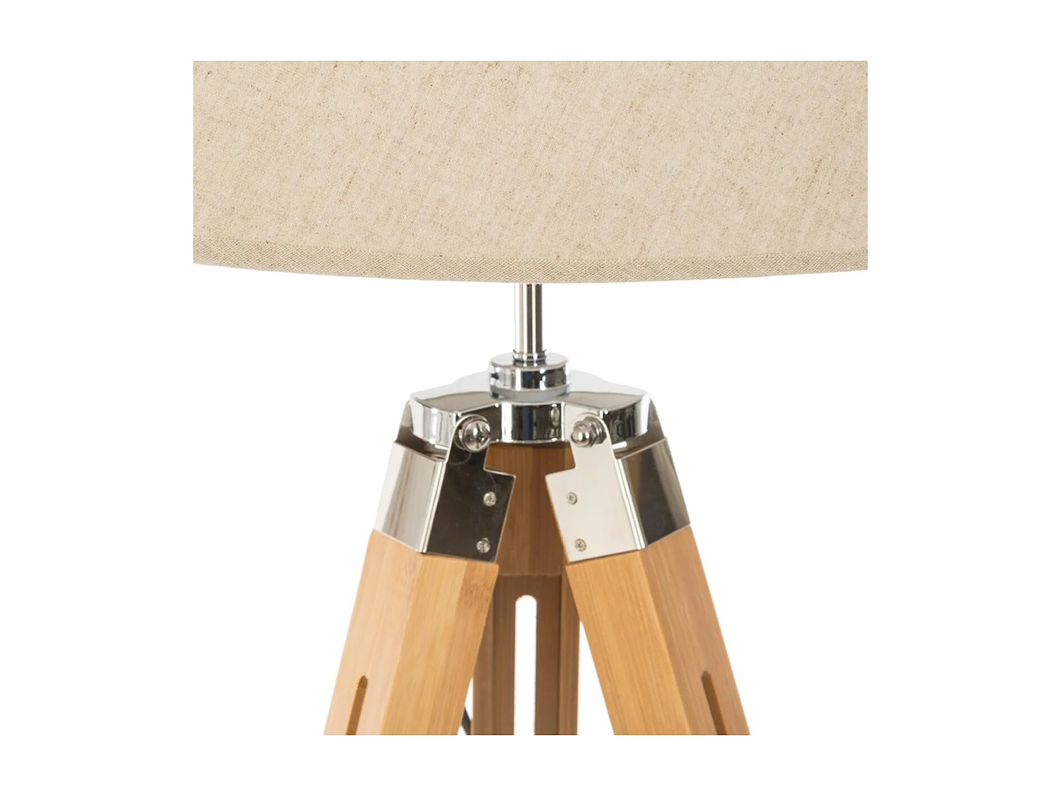 Lampadaire Trépied en Bambou et Abat-jour Ivoire H 145 cm