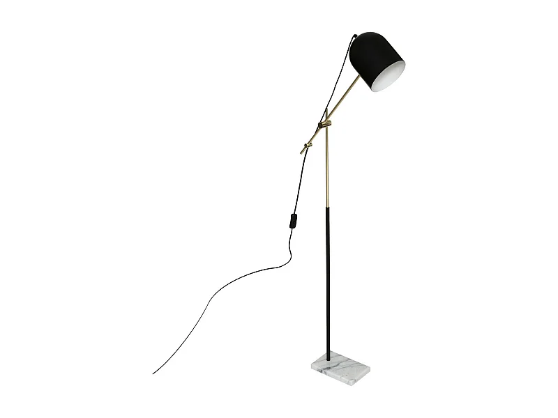 Lampadaire en Métal Noir & Doré Base en Marbre H 135 cm