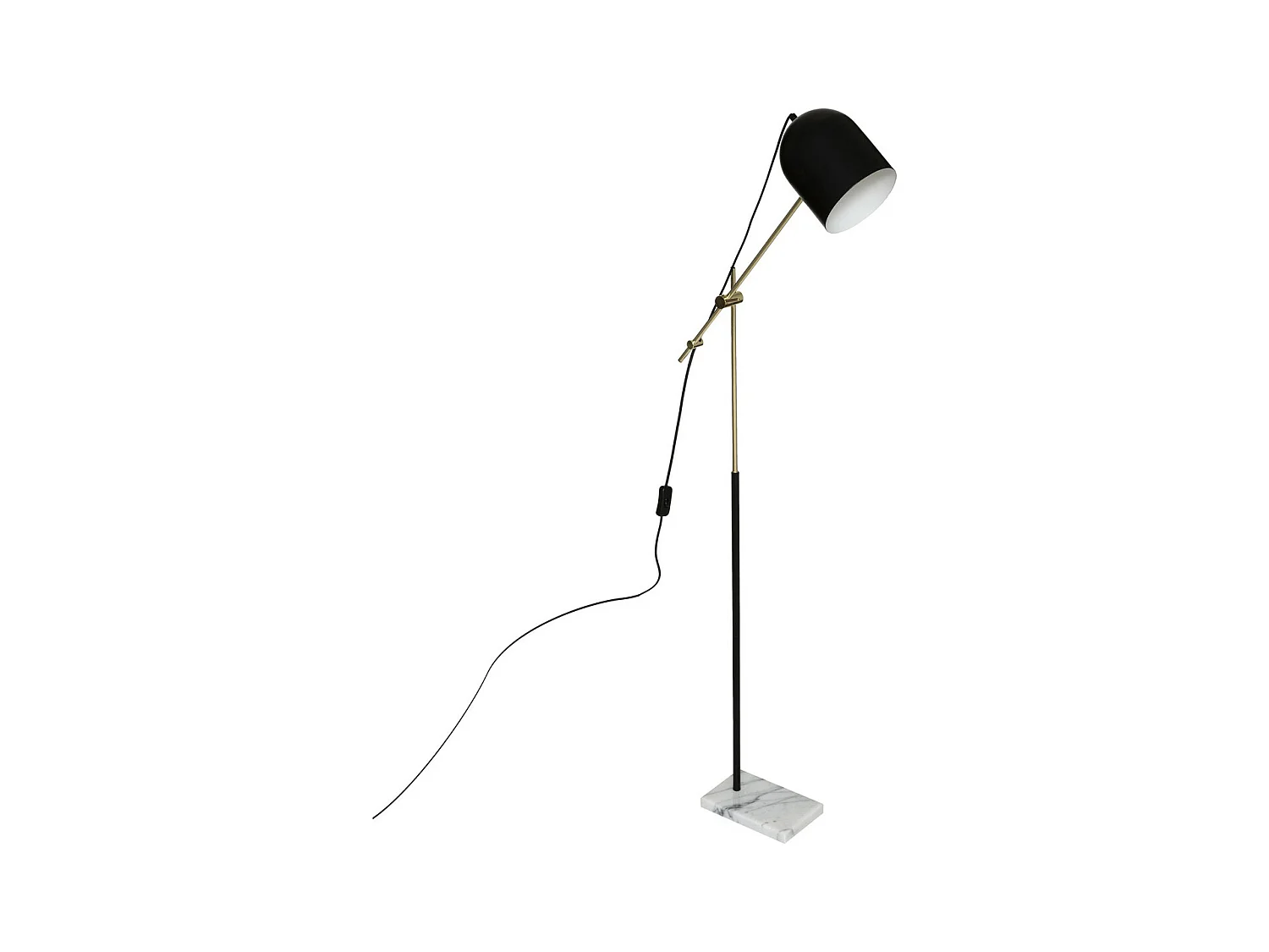 Lampadaire en Métal Noir & Doré Base en Marbre H 135 cm