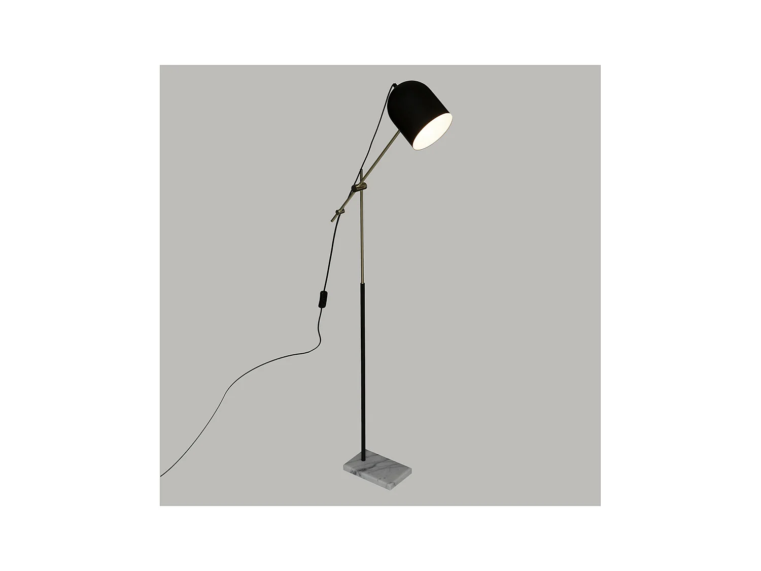 Lampadaire en Métal Noir & Doré Base en Marbre H 135 cm