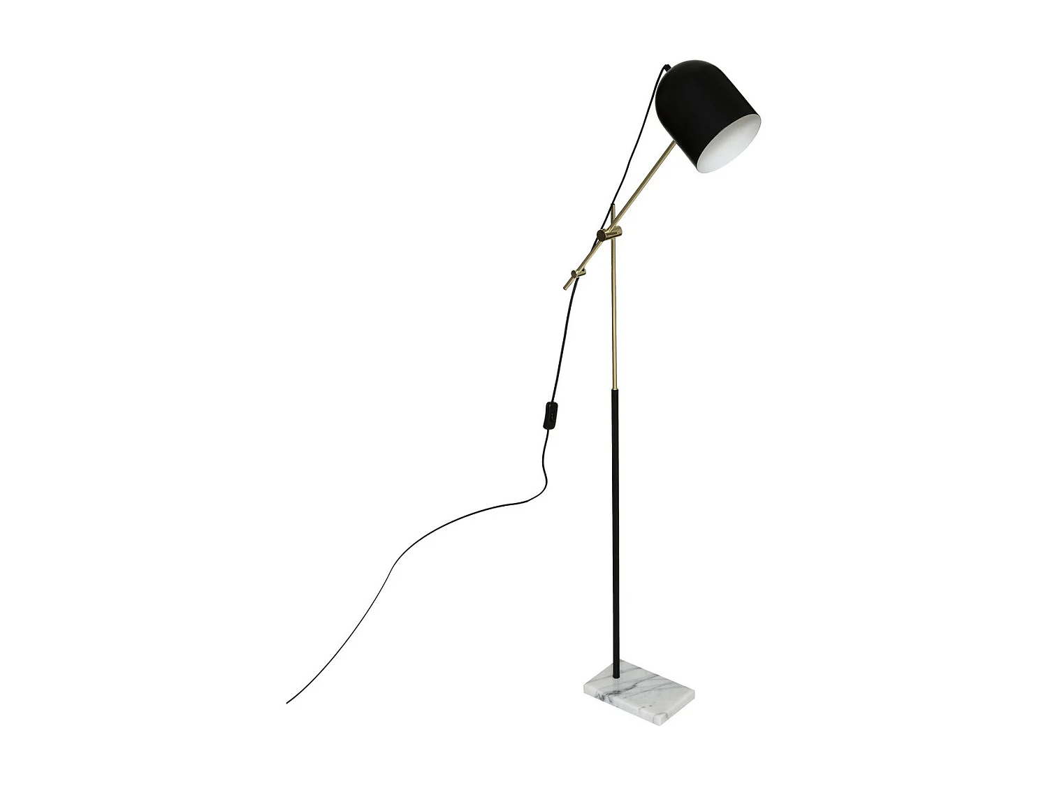 Lampadaire en Métal Noir & Doré Base en Marbre H 135 cm