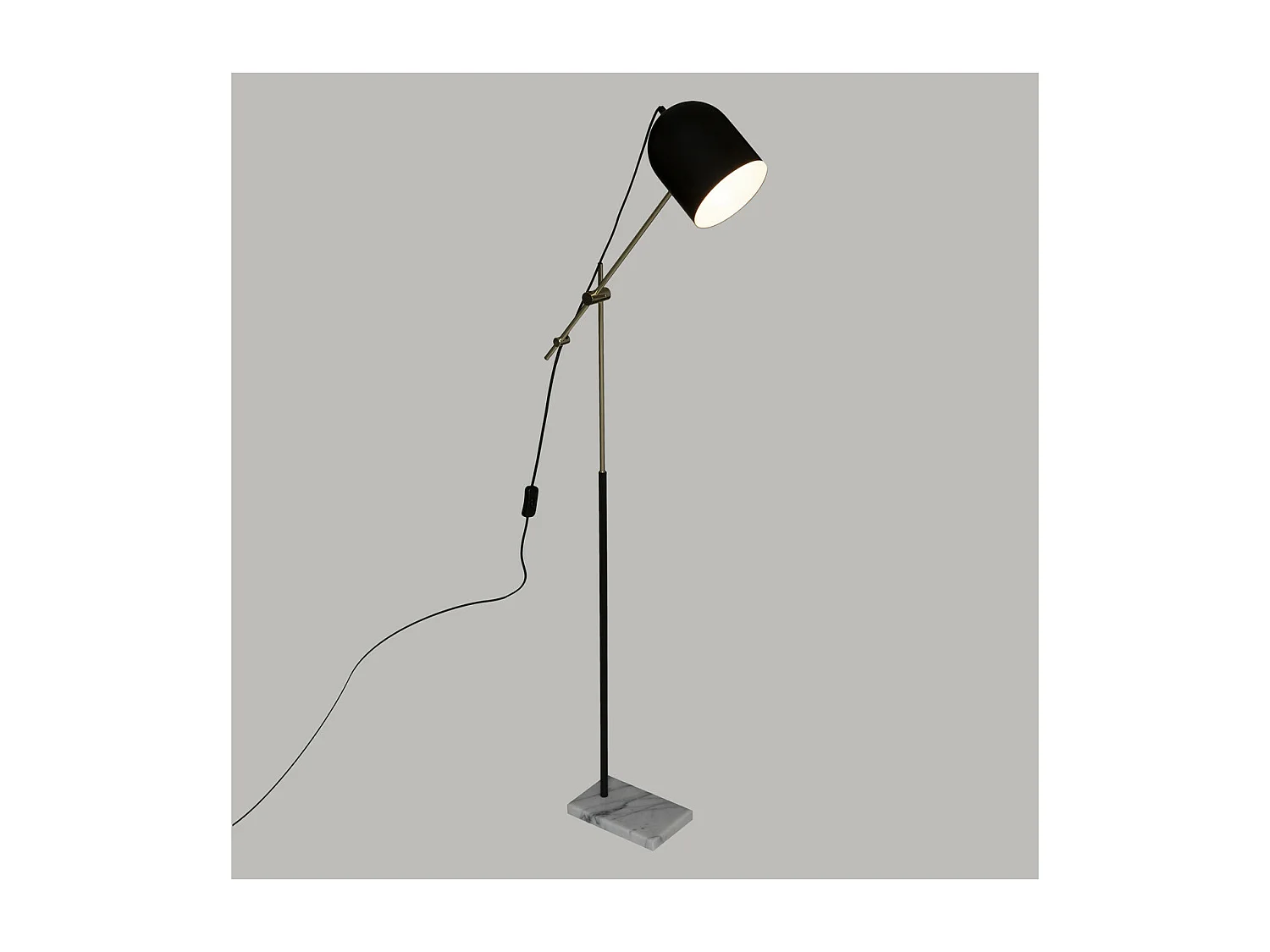 Lampadaire en Métal Noir & Doré Base en Marbre H 135 cm
