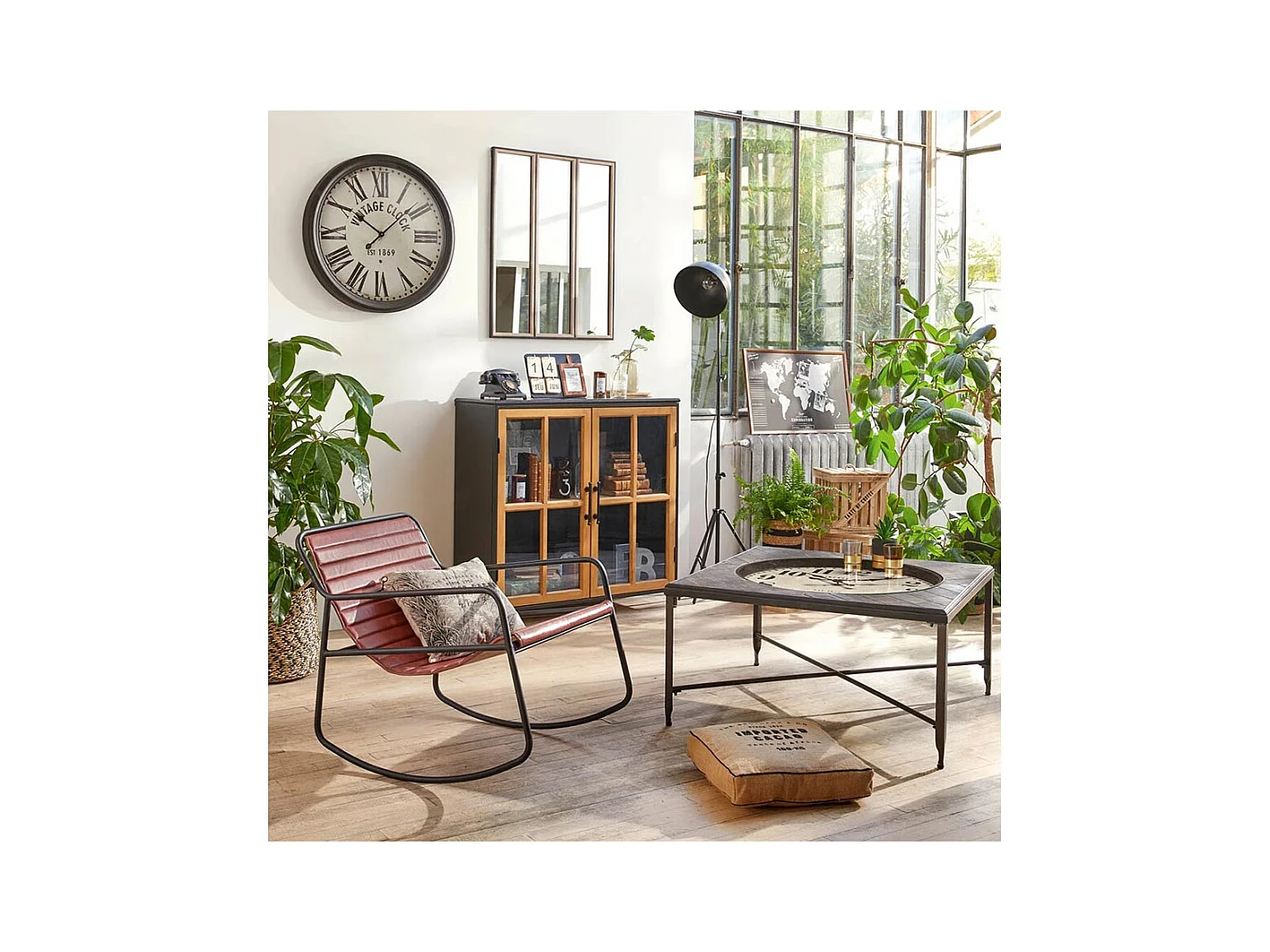 Lampadaire trépied en métal Noir  H 175 cm