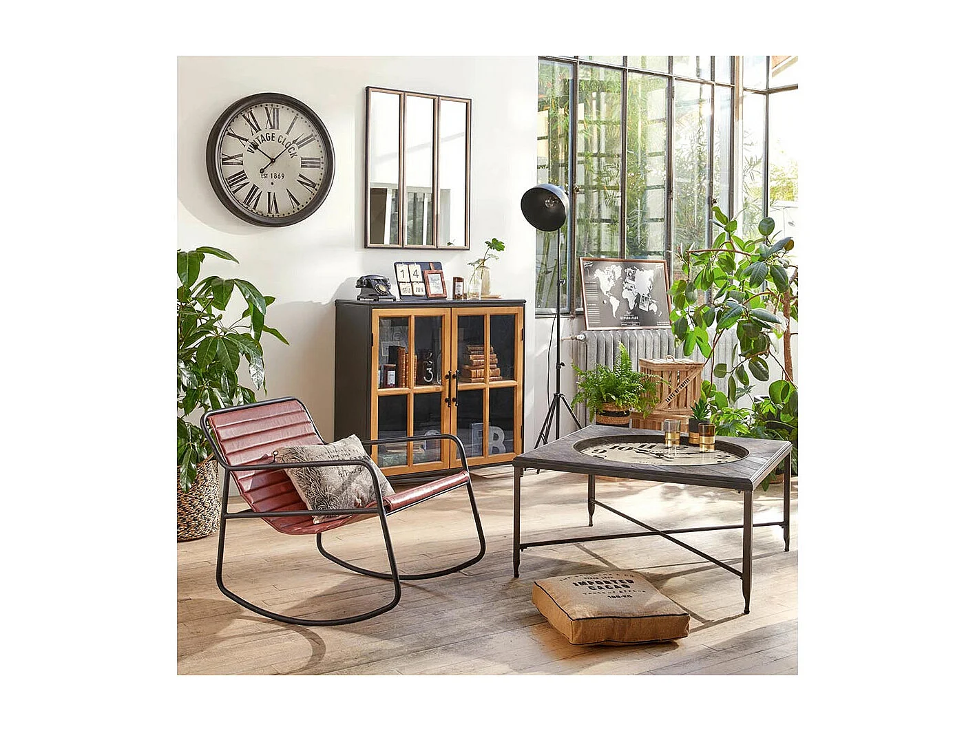 Lampadaire trépied en métal Noir  H 175 cm