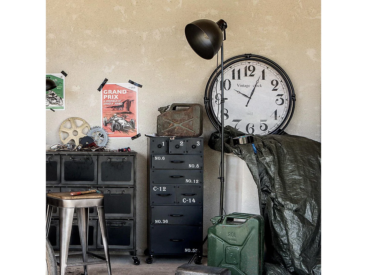 Lampadaire trépied en métal Noir  H 175 cm