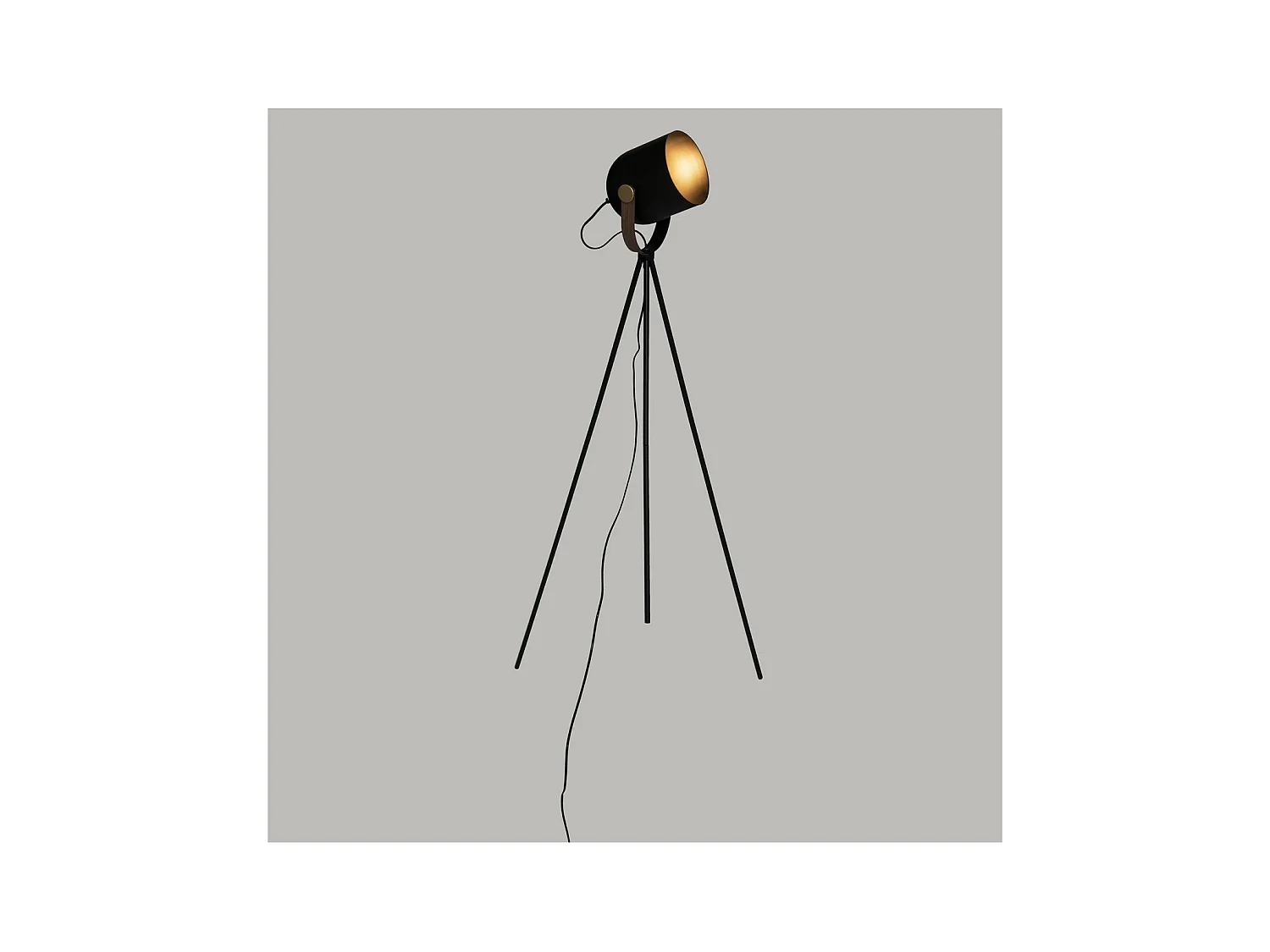 Lampadaire trépied en Métal Noir H 136 cm