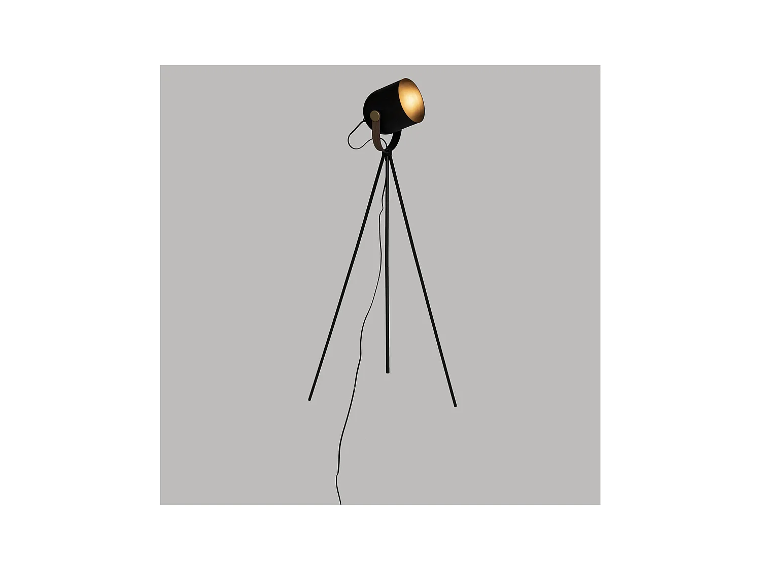 Lampadaire trépied en Métal Noir H 136 cm