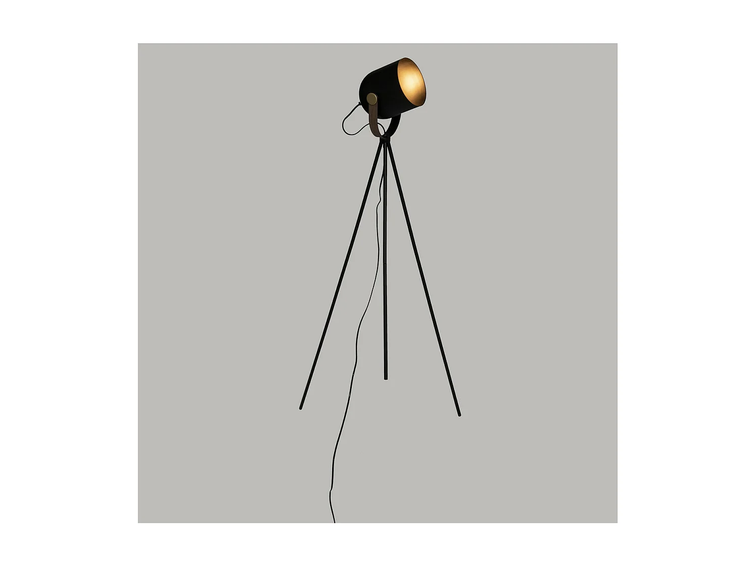 Lampadaire trépied en Métal Noir H 136 cm
